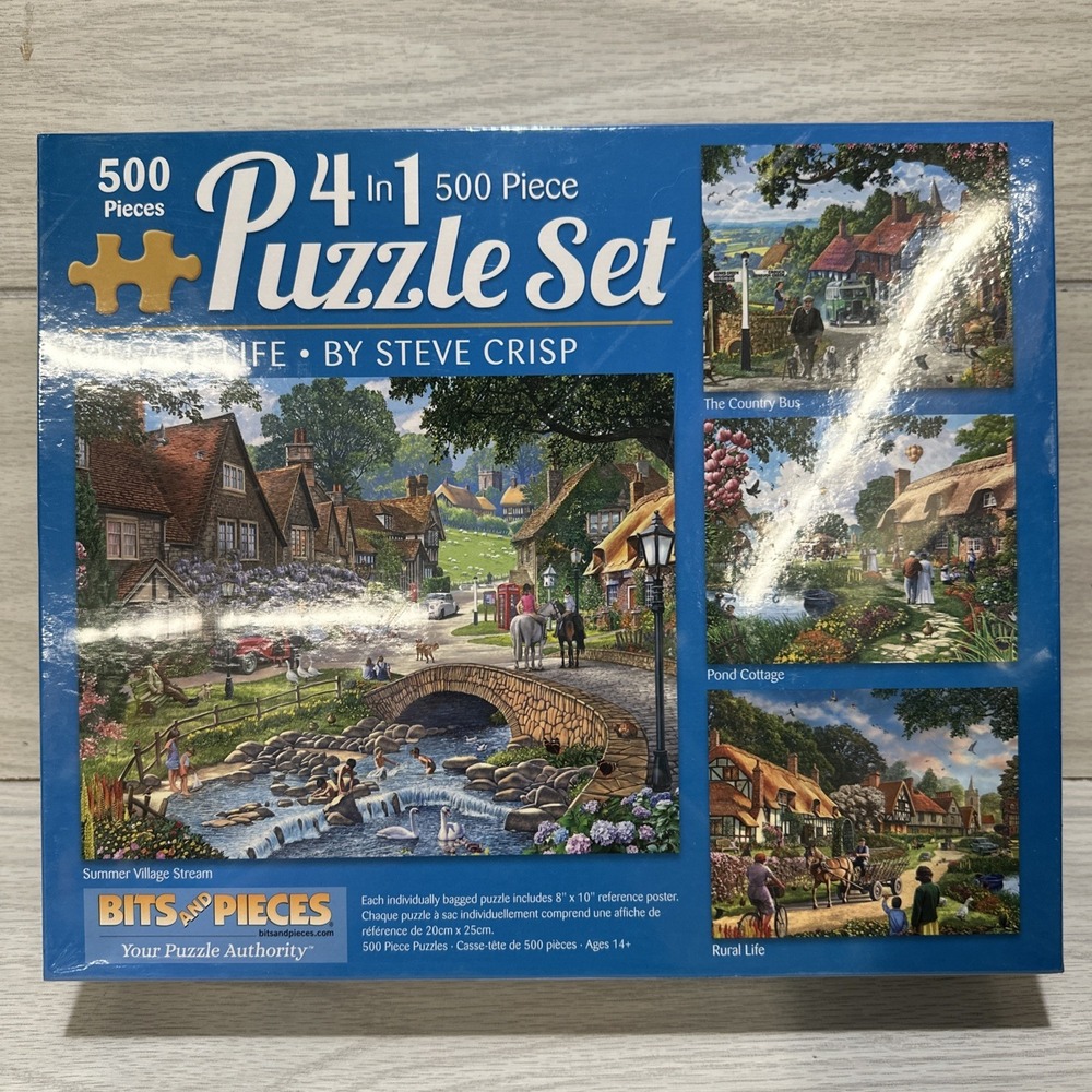 BITS‎ AND PIECES Village Life by Crisp 500PC Puzzles (Set of 4) *Factory Sealed*